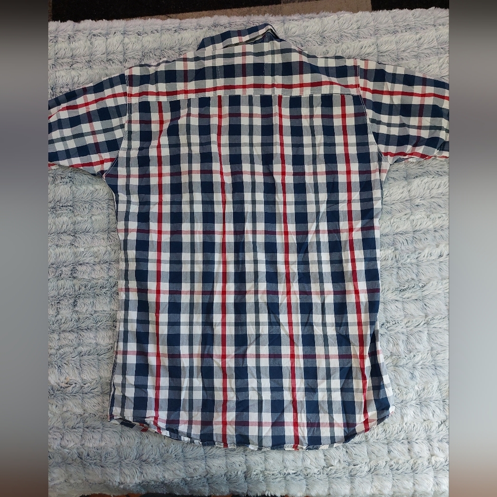 Biba‎ Men's Navy and Red Plaid Shirt Large - Picture 3 of 4